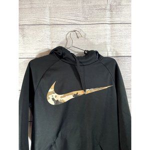 NIke Dri-Fit Men's M Black Camo Swoosh Logo Long Sleeve Hoodie
